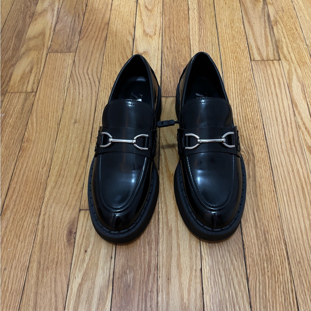 Brand New!! Zara Chunky Heeled Black Loafers